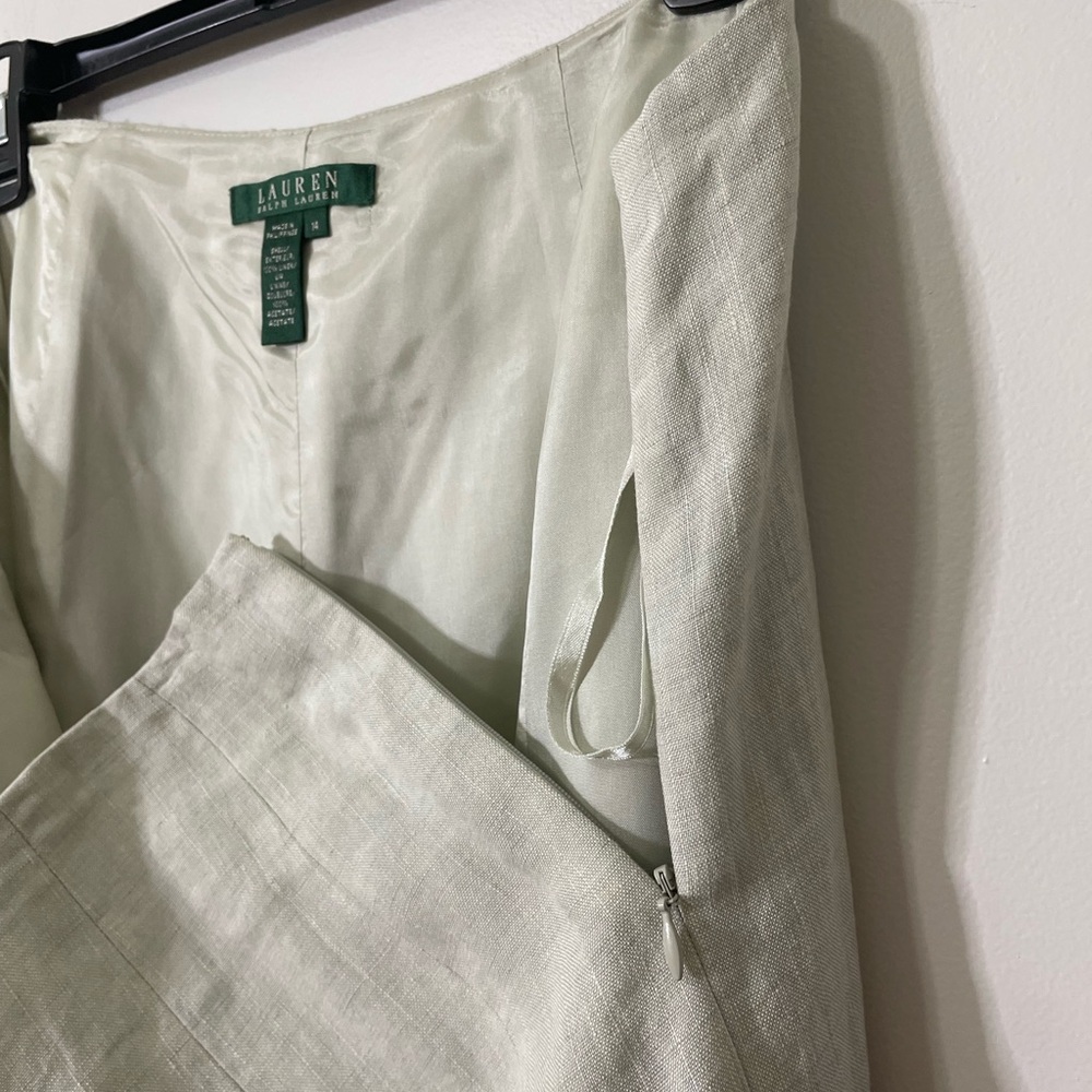 Lauren Ralph Lauren A-Line Linen-Blend Skirt in Light Sage - Picture 5 of 7